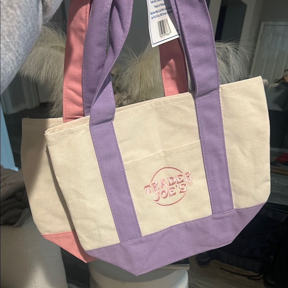 Trader Joe’s pink and purple mini canvas tote bundle
